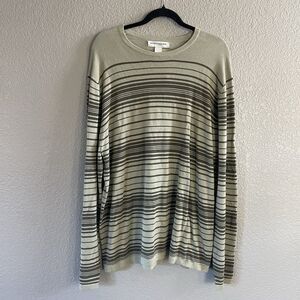 Banana Republic Sweater Mens XL Green Striped Lightweight Preppy A Academia